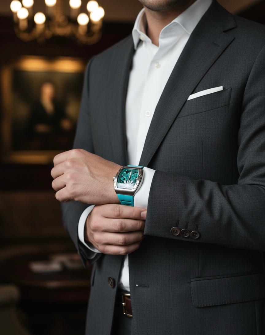Luxury Tropical Palm Diamond Watch – Aqua Blue Edition