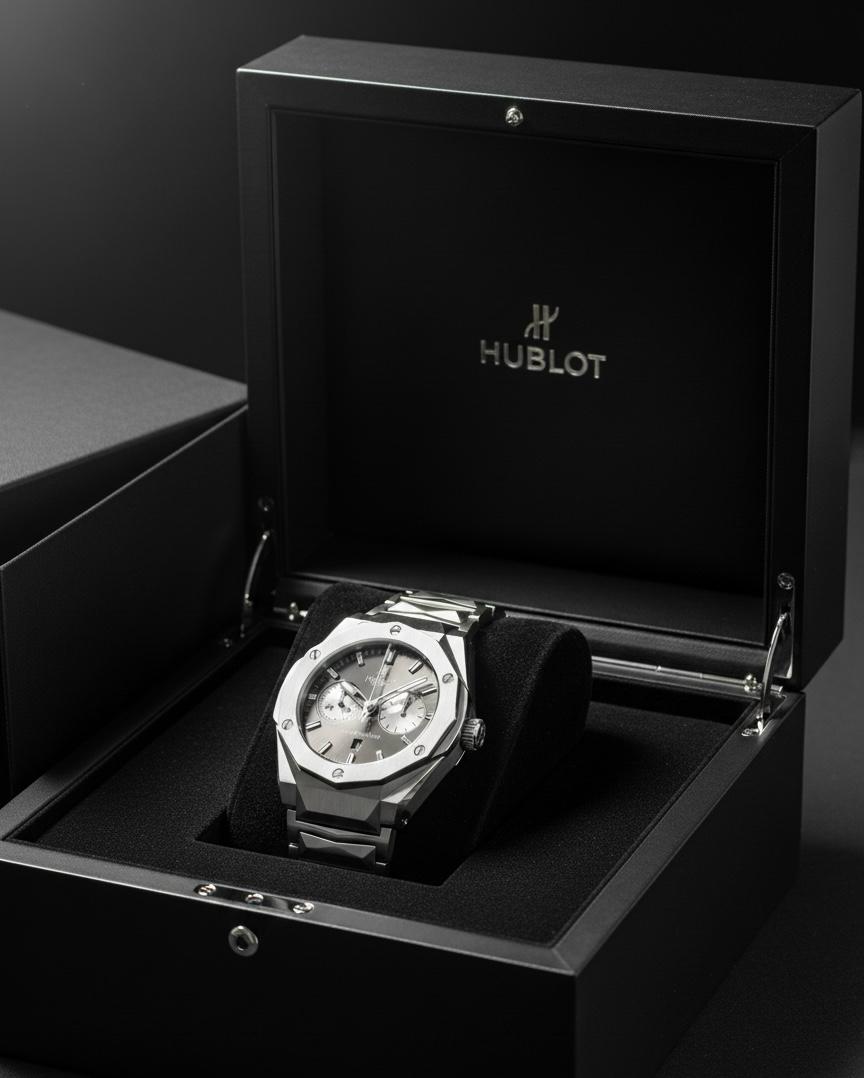Hublot Silver Chronograph Stainless Steel Luxury Watch – Premium Edition