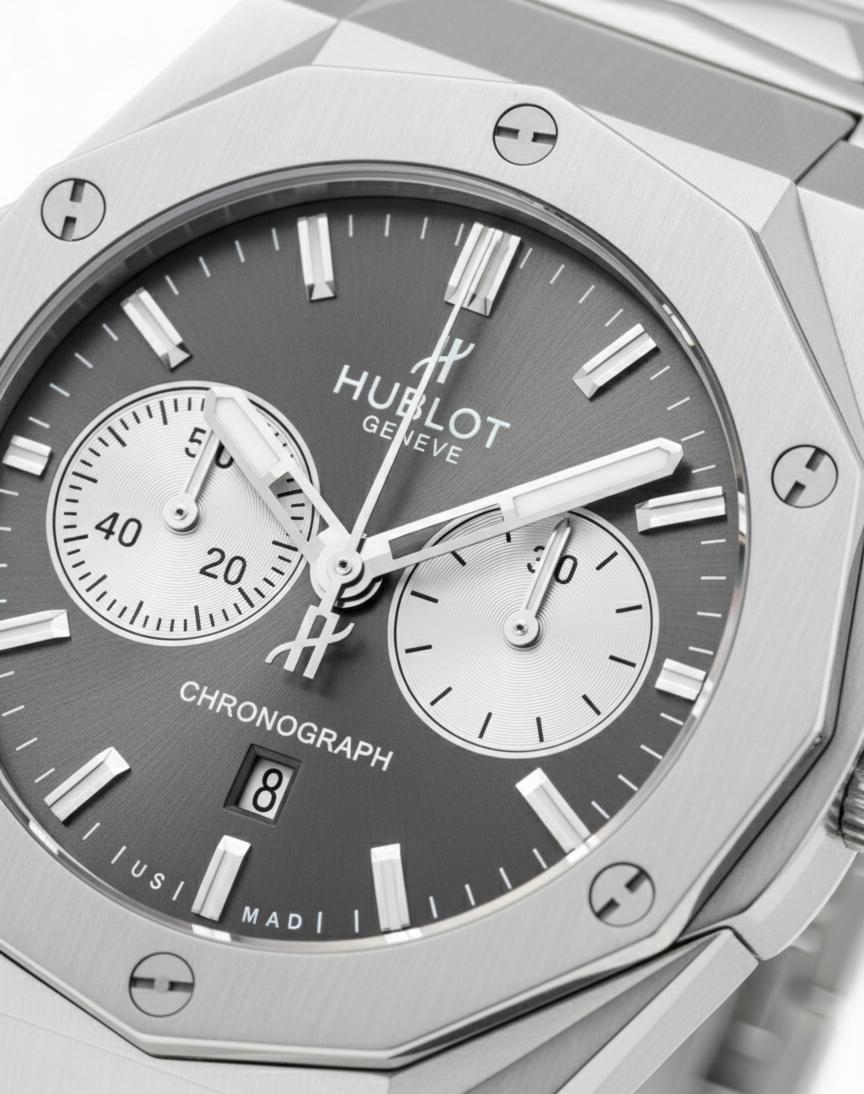 Luxury Silver Chronograph Watch – Precision Stainless Steel Design