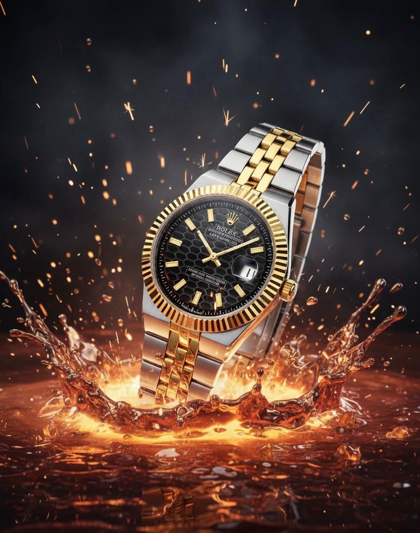 Luxury Two-Tone Automatic Watch – Gold & Silver Stainless Steel Classic Design