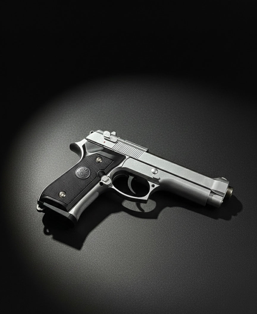 M92 Beretta Style Premium Metallic Toy Pistol Replica – Silver Finish | Display & Gift Item