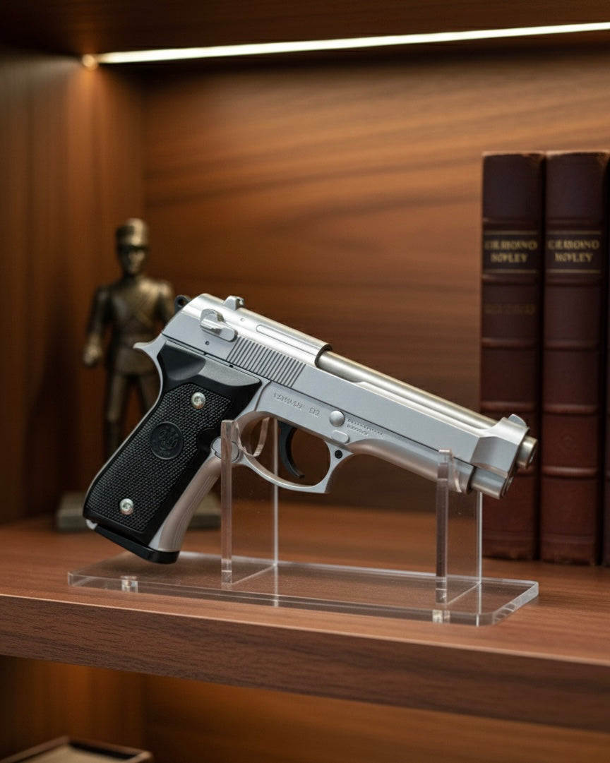 M92 Beretta Style Premium Metallic Toy Pistol Replica – Silver Finish | Display & Gift Item