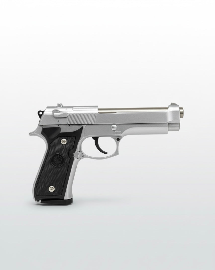 M92 Beretta Style Premium Metallic Toy Pistol Replica – Silver Finish | Display & Gift Item