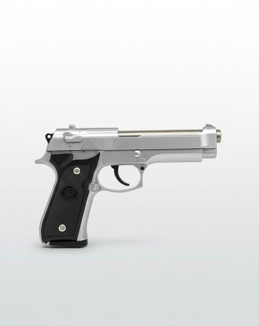 M92 Beretta Style Premium Metallic Toy Pistol Replica – Silver Finish | Display & Gift Item
