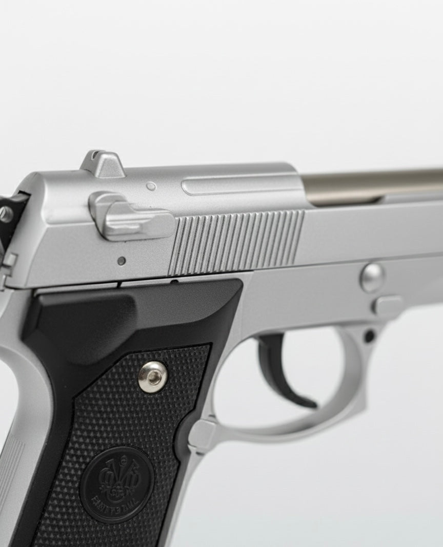 M92 Beretta Style Premium Metallic Toy Pistol Replica – Silver Finish | Display & Gift Item