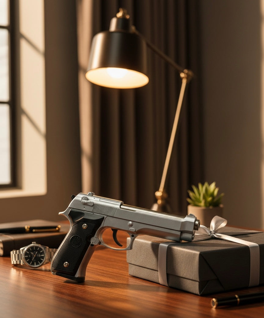 M92 Beretta Style Premium Metallic Toy Pistol Replica – Silver Finish | Display & Gift Item