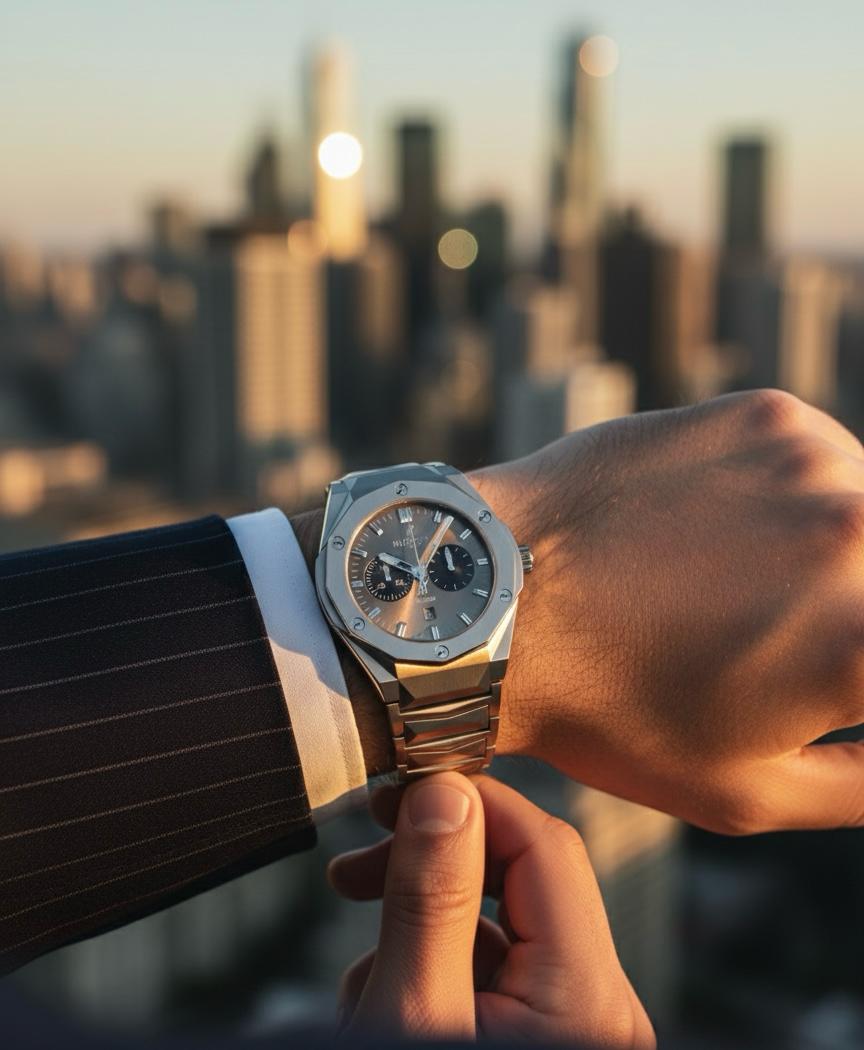 Hublot Silver Chronograph Stainless Steel Luxury Watch – Premium Edition