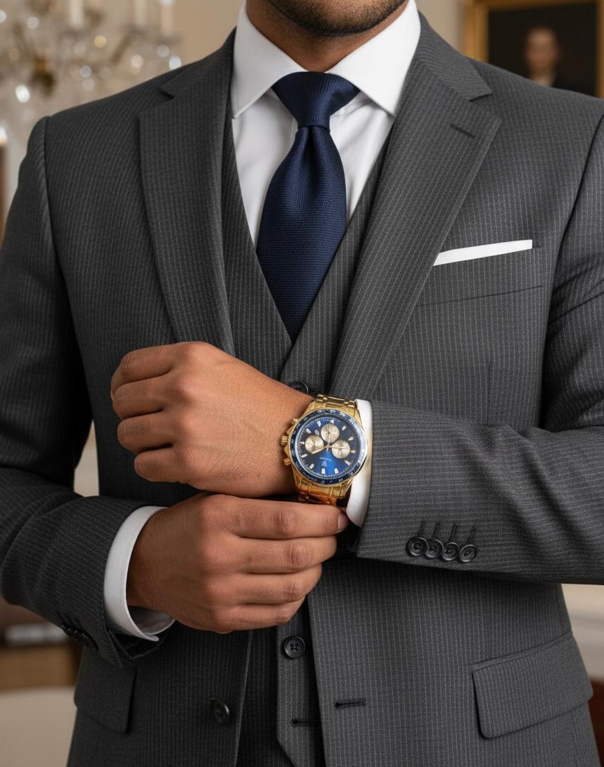 Ticario Royal Blue & Gold Chronograph | Luxury Stainless Steel Watch